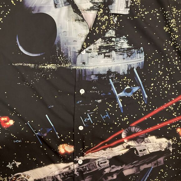 Hoo Shops x Space War Space Light Hawaiian Short Button Sleeve Fan Shirt 3X - Picture 7 of 11